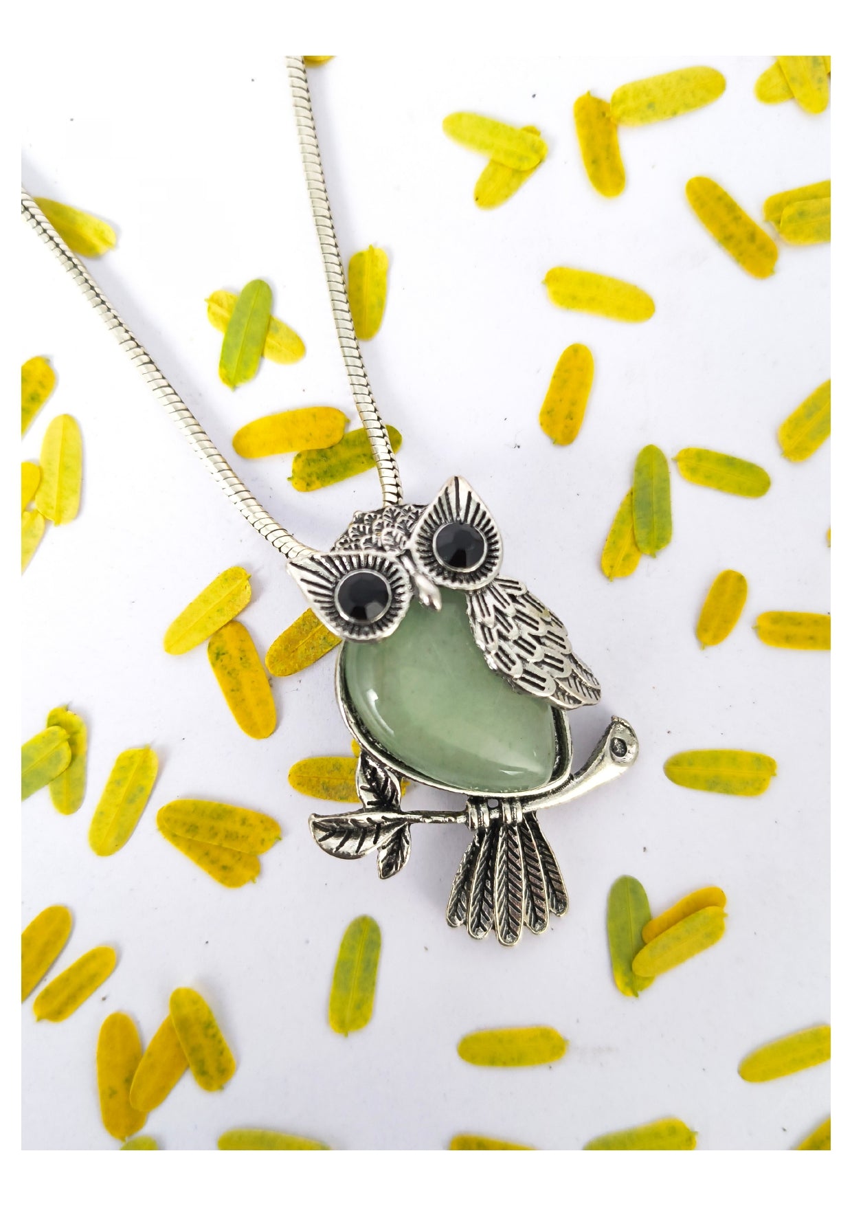 Green aventurine owl pendant