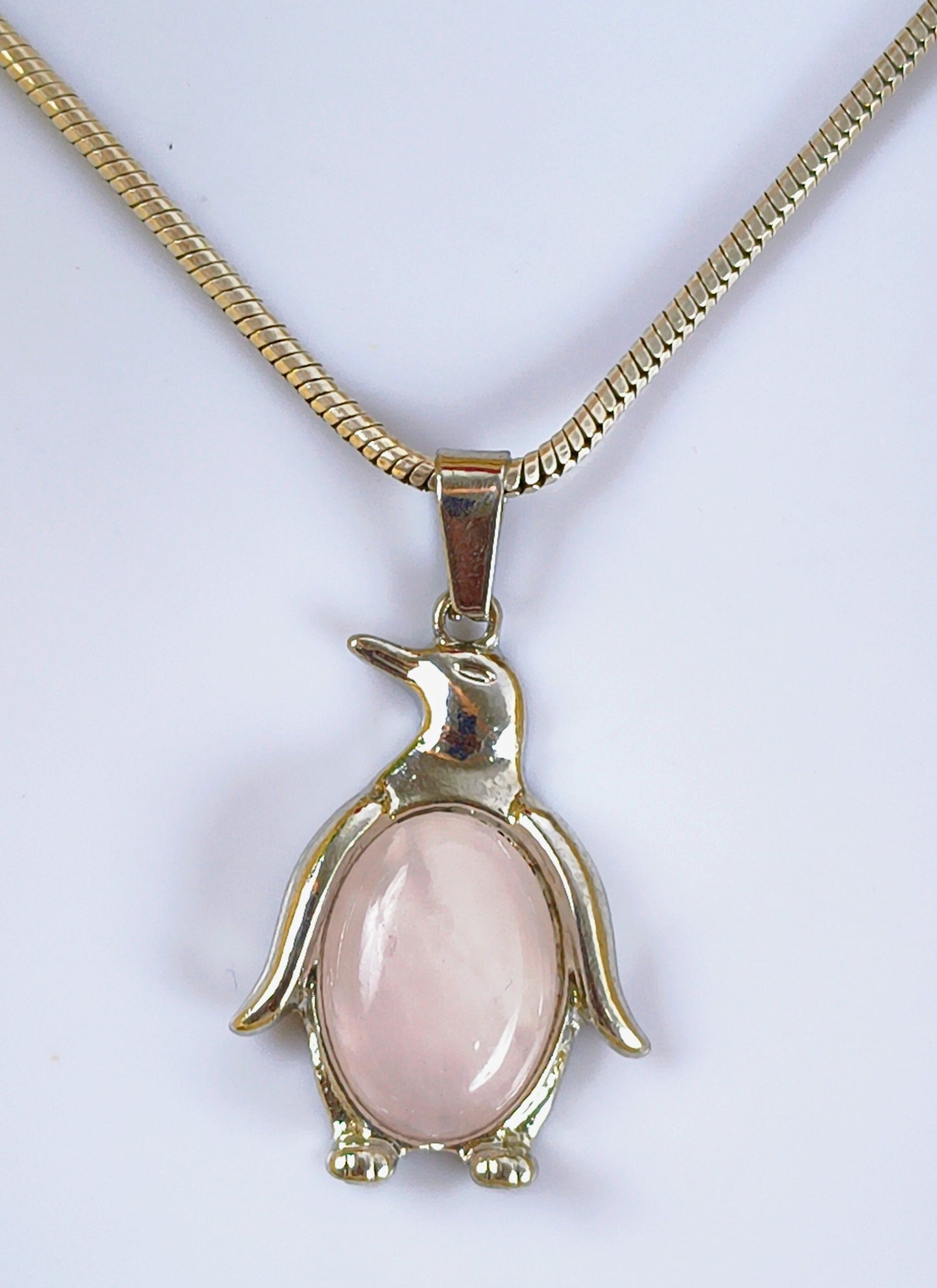 Rose Quartz Penguin Pendant