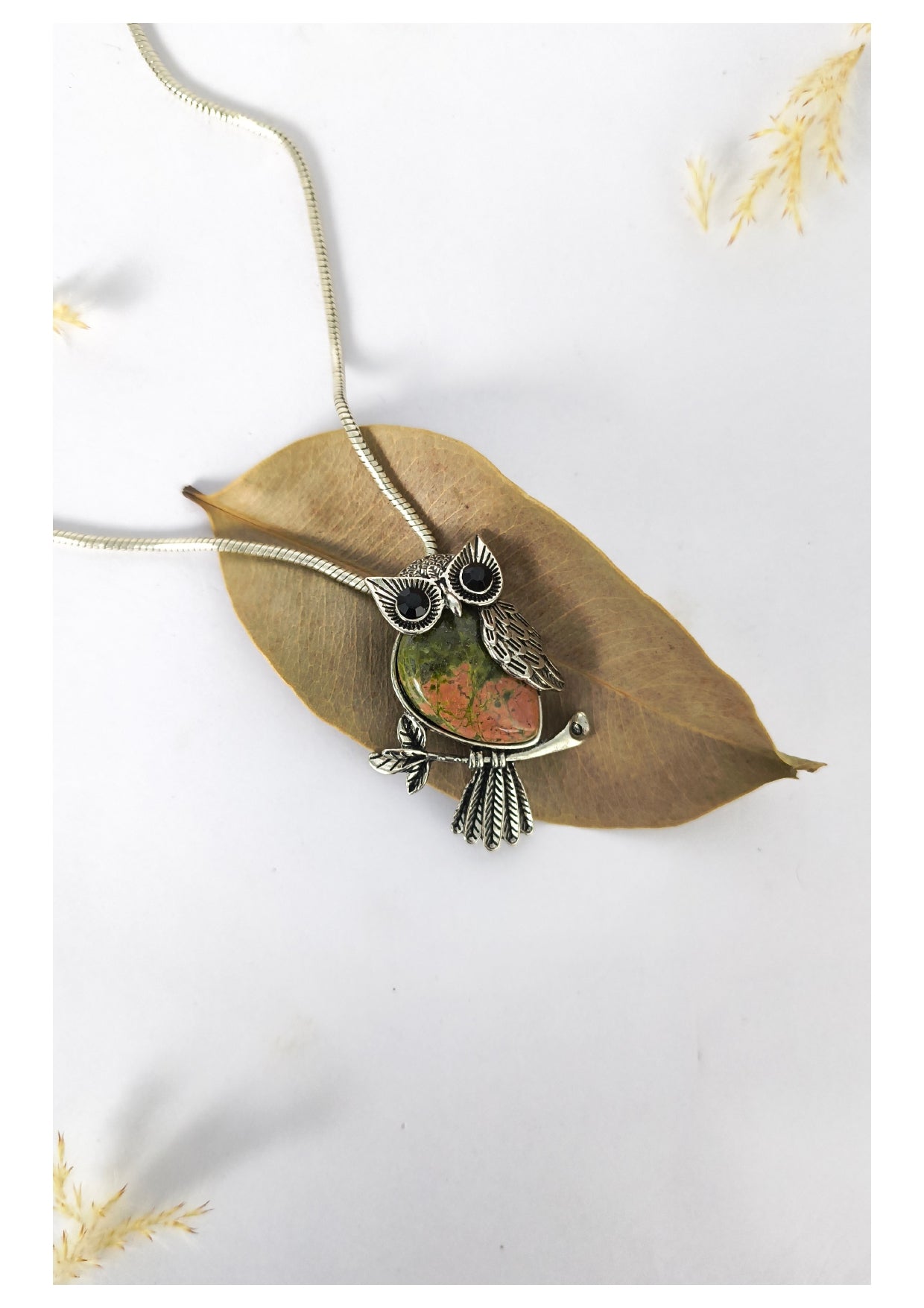 Unakite owl pendant