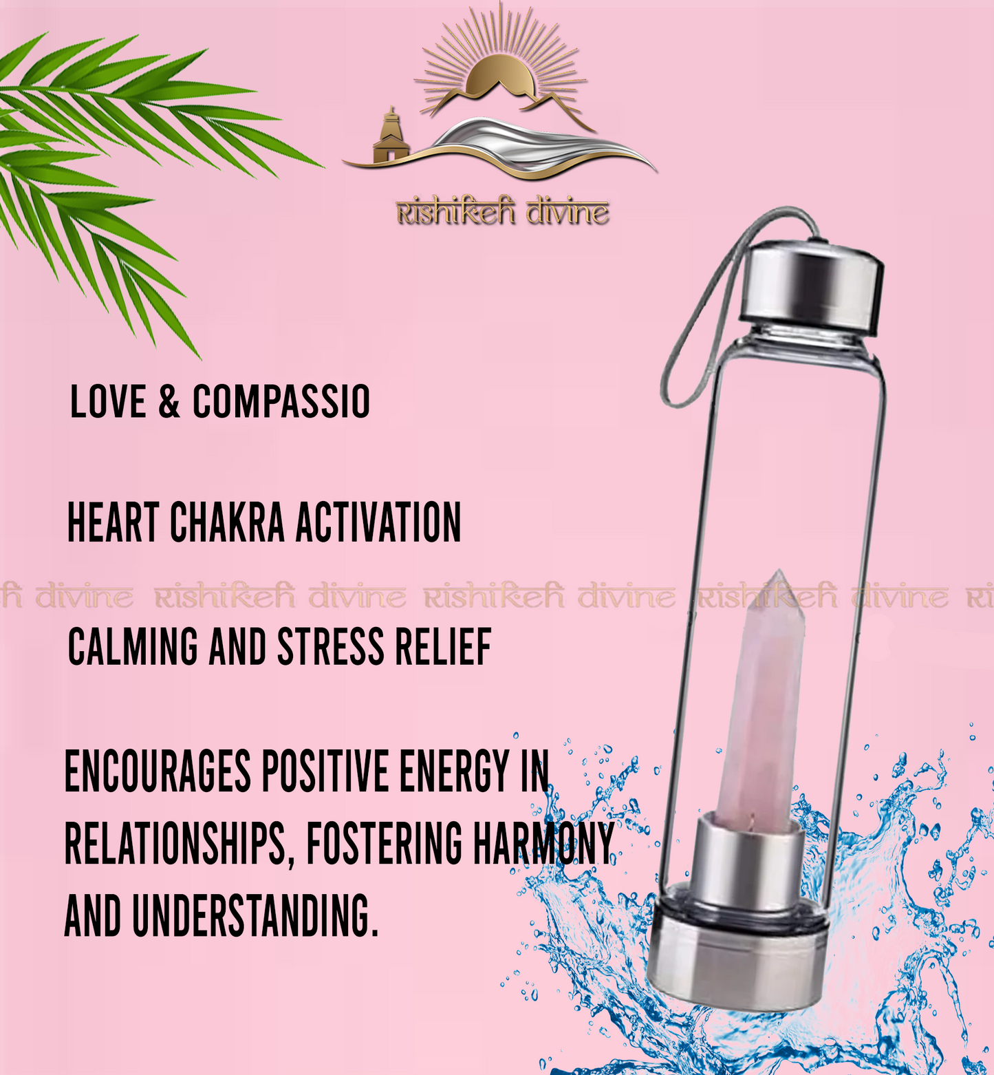 Rose Quartz Crystal Bottle