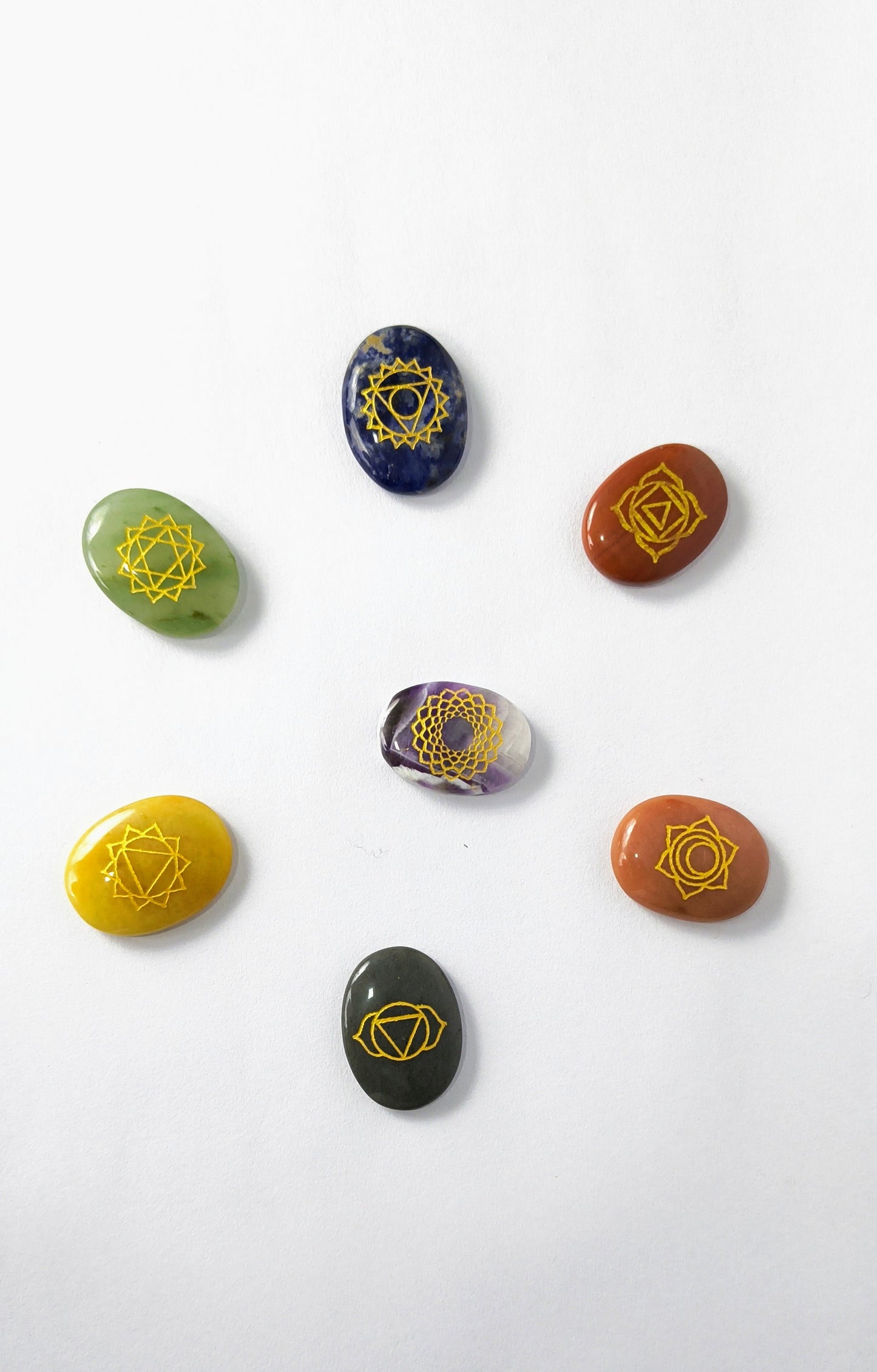 Sevan chakra reiki set palm shape