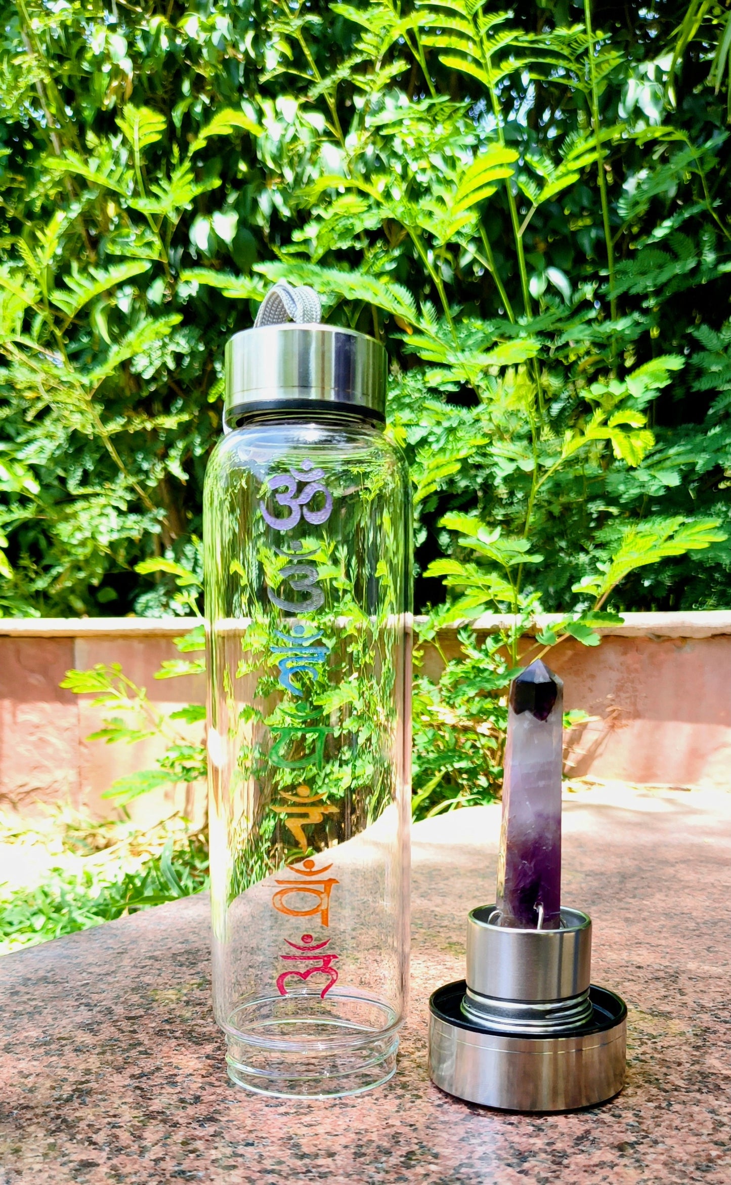 7 Chakra Engraving Amethyst Crystal Bottle