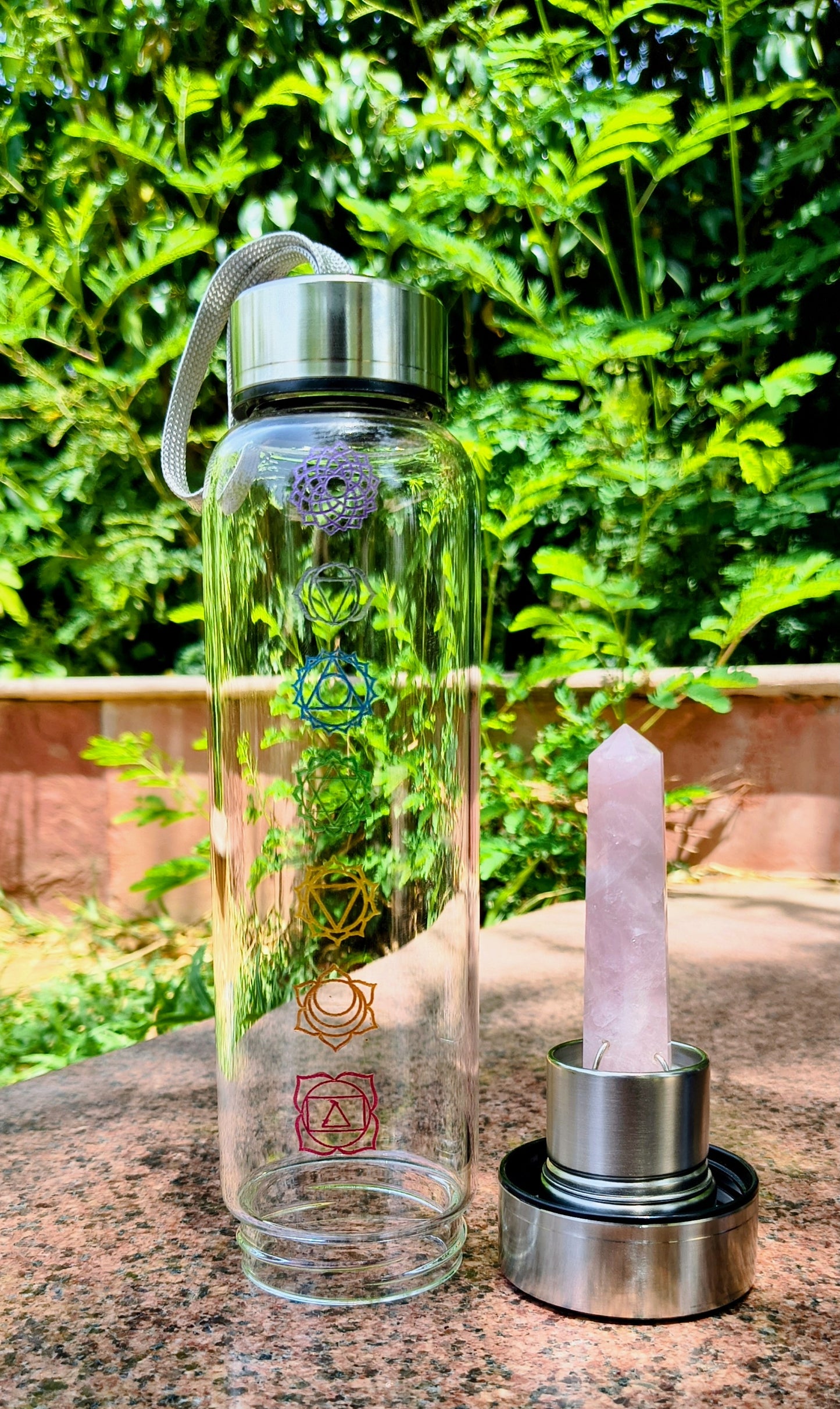 7 Chakra Engraving Amethyst Crystal Bottle