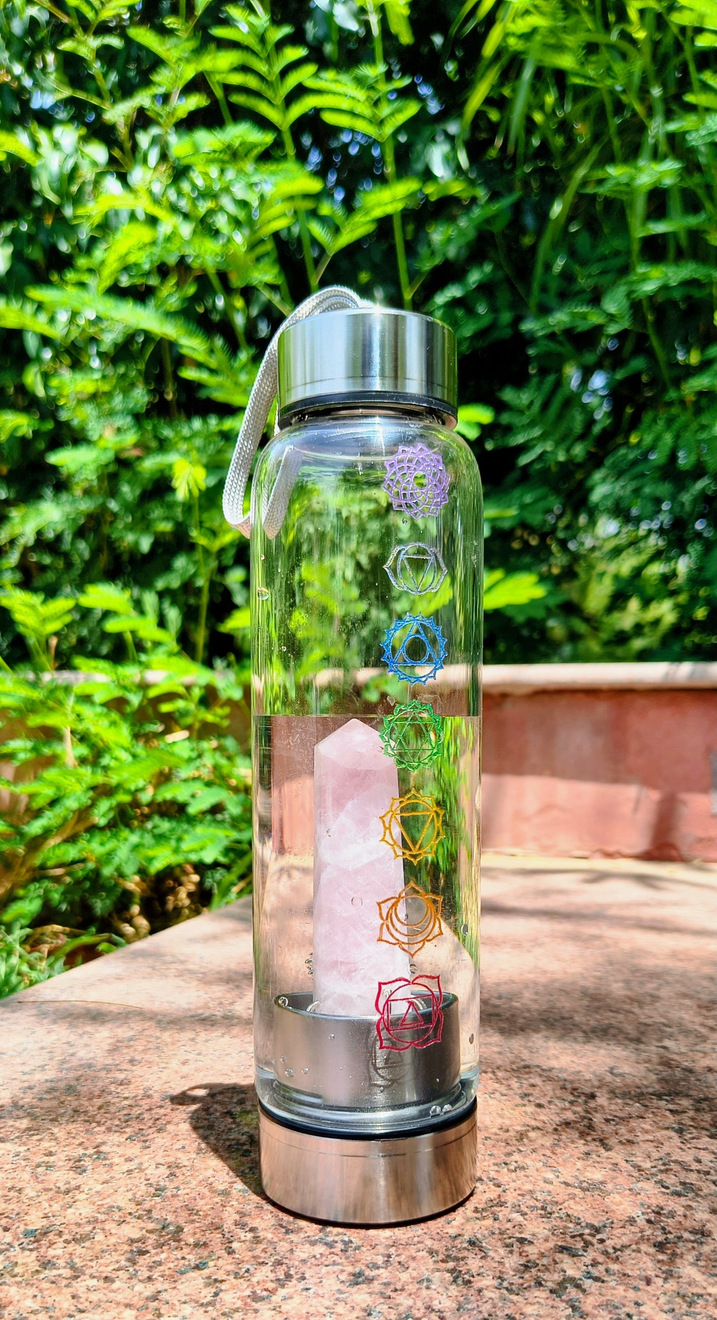 7 Chakra Engraving Amethyst Crystal Bottle