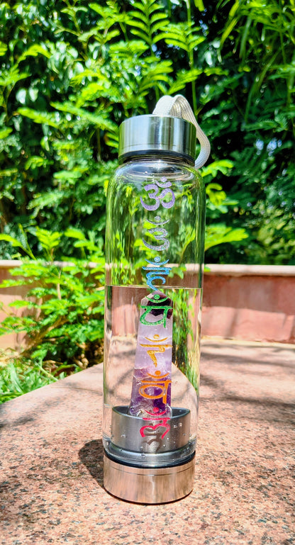 7 Chakra Engraving Amethyst Crystal Bottle