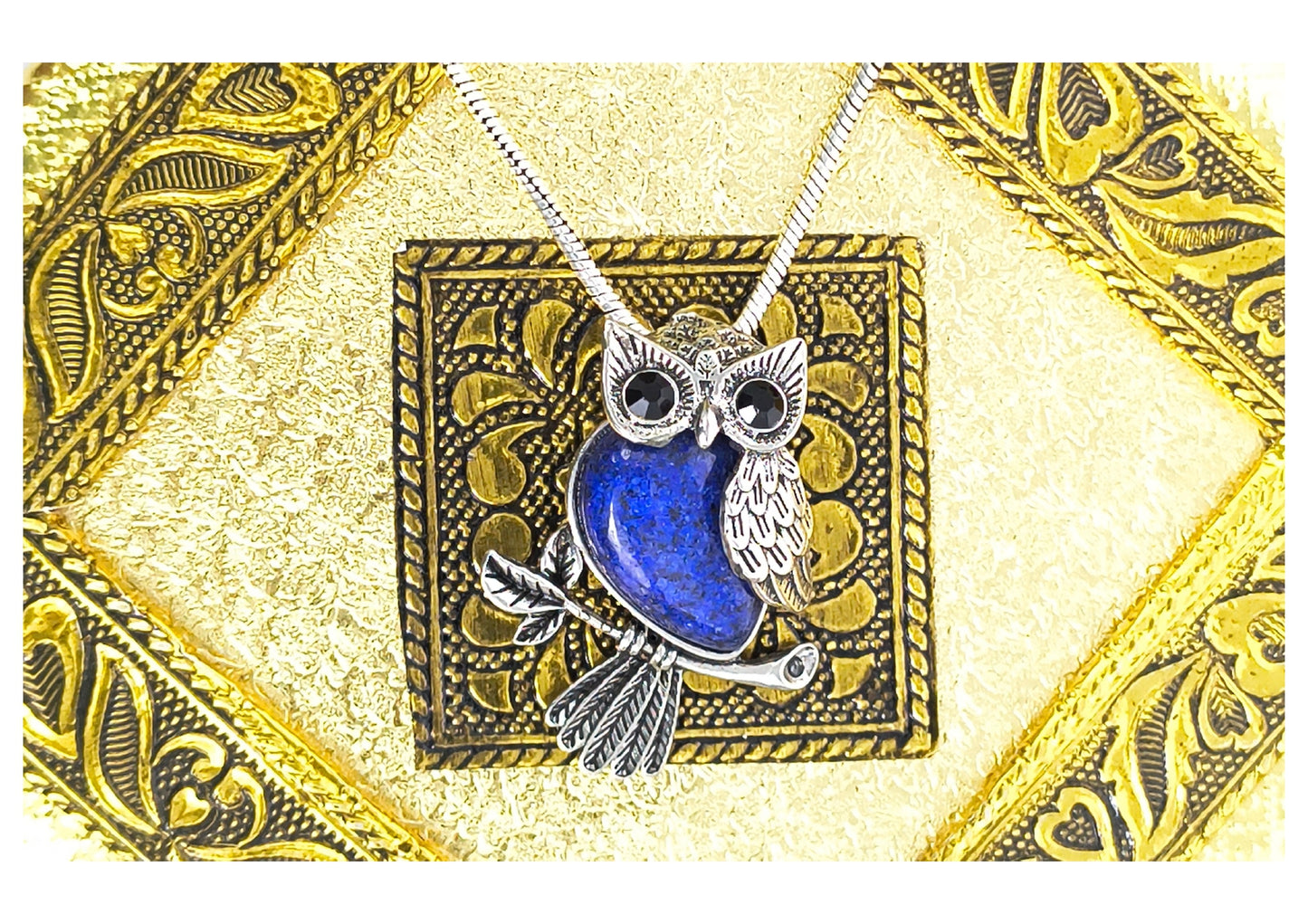 Lapis lazuli owl pendant
