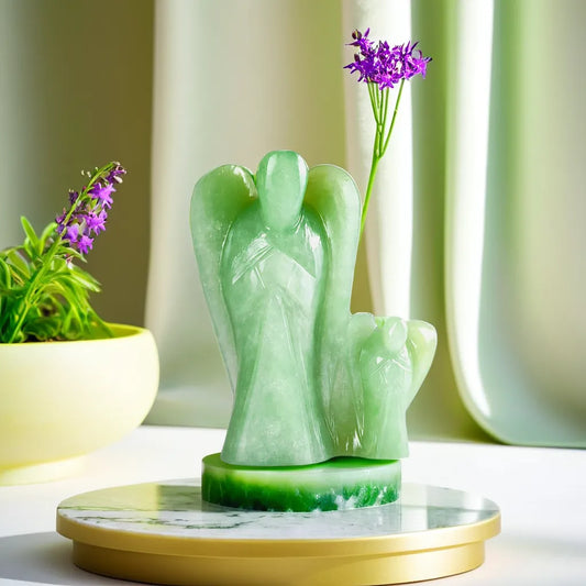 Green Aventurine Mother Daughter Angel