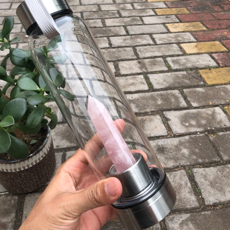 Rose Quartz Crystal Bottle